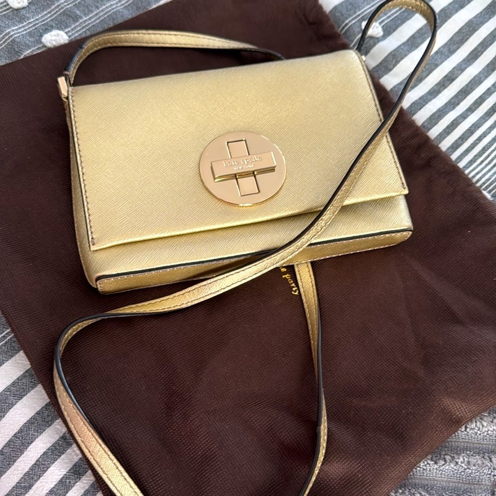 kate spade metallic gold crossbody bag